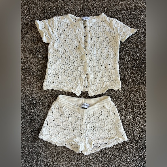 Princess Polly Other - Princess Polly White Crochet Cover Up Set